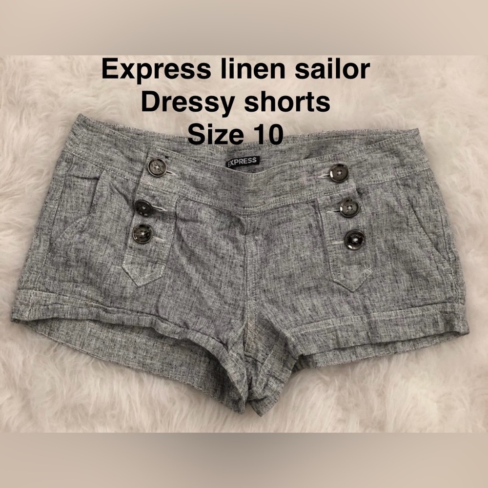 Express Gray Linen Sailor Dressy Shorts
